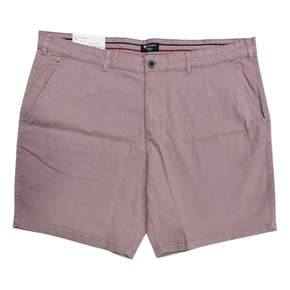 Sperry Men's Regular Fit Flex Cotton Vintage Washed Flat-Front Shorts - Pink